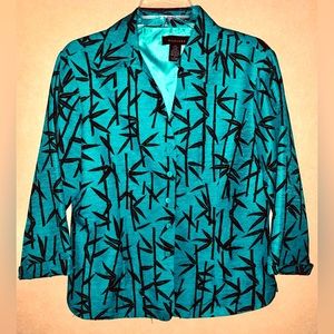 Silkland Beaded Turquoise & Black Bamboo Blouse